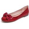 Feversole Women's Round Toe Cute Bow Trim Ballet Flats, Ballerine Punta Tonda Decorate con Un Grazioso Fiocco da Donna Specchio Rosso retrò Arco 39