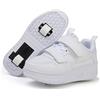 Rolltongoz Scarpe Ragazza da Ragazzo con Ruote, 2 in 1 per Bambini, con rotelle, per Skateboard, Sneakers,Bianco,36EU
