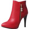 LarDorLin Donna Tacco a Spillos Inverno Ufficio Stivaletti Eleganti Appuntito Moda Serata Tacco Alto Warm Polacchine Rosso Numero 37 EU (38 Cn)