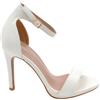 Malu Shoes Sandali Donna Tacco Bianco con Tacco a Spillo 12 Cinturino alla Caviglia Plateau 1,5 cm Basic