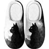 wxlmom Pantofole Donna Gatto Nero Pantofole Uomo Ciabatte Donna Invernali E Autunno,Calde Comode Peluche Ciabatte,Casa Esterno Antiscivolo Silenzioso Lavabili,Per Interni Ed Esterni