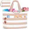 BTNEEU Borsa Mare Donna Grande XXL Famiglia 50L Impermeabile Borsa da Spiaggia con Cerniera Borse Mare Uomo Pieghevole Beach Tote Bag con 14 Taschen per Viaggio Shopping Picnic (Kaki Righe)