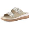 inblu Ciabatte Donna a Doppia Fascia Leopardata con Fibbie, Plantare in Vera Pelle e Suola Bicolore, Sabbia, 38