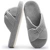 Chantomoo Pantofole per Donna Memory Foam Casa Camera da Letto Velluto a Coste Fiocco Ciabatte Trasversali Scarpe Comode Pantofole Regalo alla Moda,Grigio 38/39 EU