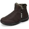 CHDDHX Stivali Uomo Invernali Impermeabili Stivali da Neve Doposci Stivaletti Fodera Pelliccia Calda Dopo Sci Scarpe da Trekking Marrone 44