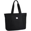VASCHY Tote Bag,Borsa Donna Università Elegante Borsa Mare Pieghevole Borsa Tote Donna Lavoro Scuola Viaggio Palestra Shopping Bag Leggero Nero