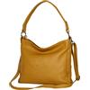 AMBRA Moda GL35 - Borsa a mano, borsa a spalla, borsa a tracolla donna in vera pelle vacchetta grana (giallo senape)