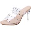 LarDorLin Tacco a Spillo Mules Donna Trasparente Pantofole Punta Aperta Sposa Ciabatte Eleganti Festa Tacco Alto con Cristalli Finto Apricot Numero 40 EU (41 Cn)