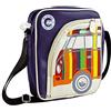 BRISA VW Collection - T1 Bus Pulmino Borsa a Tracolla | Volkswagen Crossbody Unisex, Regolabile, similpelle, molti scomparti, resistente, stile retrò, Righe/Viola