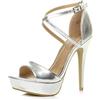 AJVANI Donna Tacco Alto Fibbia Cinturini Incrociati Scarpe Punta Aperta Sandali Numero 3 36