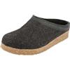 HAFLINGER Grizzly Torben pantofola zoccolo di feltro di pura lana grafite, taglia 37