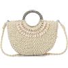 EVEOUT Borsa a Tracolla Paglia Donna Estate Boho Borsa a Cesto Rotonda Rattan Intrecciata Borse a mano con Conchiglia per Spiaggia Matrimonio