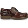 PAYMA - Scarpe da Barca Uomo Donna Bambino in Pelle Speciale Seahorse Oliata. Fatto in Spagna. 3 Occhielli Classici Stringata. Suola in Gomma. Marrone, Nero e Blu