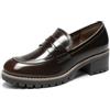 Dream Pairs Mocassini da Donna con Tacco Grosso, Scarpe Casual da Donna, Poliuretano Marrone., 36 EU