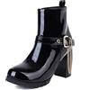 Bviennic Vernice Chelsea Donna Tacco A Blocco Inverno Moda Polacchine Punta Rotonda Casuale Chunky Inverno Warm Zip Stivaletti Nero Numero 32 Eu