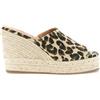 CAFèNOIR - Sandali Ciabatta in Canvas su Fondo Zeppa, da Donna, Colore Leopard, Taglia 38