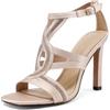 QUEEN HELENA Sandali Eleganti T-bar con Tacco Alto Donna S3003 (Champagne, Sistema Taglie Calzature EU, Adulto, Donna, Numero, Media, 38)