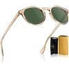 Carfia Retro Occhiali da Sole Uomo Polarizzati UV400 Protezione Rotonda Cornice in Acetato CA5289