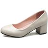 Bviennic Donna Closed Toe Vernice Senza Chiusura Block Tacco Medio Pump Ufficio Lavoro Comodo Festa Punta Rotonda Moda Vestito Scarpe Sposa Beige Numero 49 Eu-51Cn