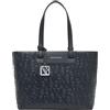 Armani Exchange Women's Liz Patent Embossed Logo Texture Shopping Bag, Black, TU