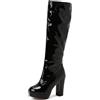 Bviennic Stivali Al Ginocchio Donna Tacco Alto a Blocco Con Plateau Moda Punta Rotonda Zip Festa 2847, Numero 33-46
