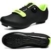 LZQpearl Tinta Unita Scarpe da Ciclismo, Uomo Donna Scarpa da Bici da Strada E MTB, Sneakers Ginnastica Professionali per Esterni Compatibili con Peloton SPD/SPD-SL e Look Black, 40 EU