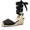 DREAM PAIRS Sandali da donna con zeppa, plateau, punta chiusa, espadrilles, con cinturino, allacciati, in pizzo, carini, alla moda, comodi, eleganti, per la spiaggia, per la vacanza estiva, 40 EU