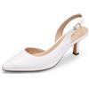 DREAM PAIRS Scarpe da Donna con Tacco a Spillo, Punta Chiusa, Décolleté Basse, Slingback Donna da Sposa e Festa,Size 40,Bianco-Pu,SDPU2454W