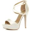 AJVANI Donna tacco alto fibbia cinturini incrociati scarpe punta aperta sandali numero 3 36