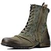 OSSTONE Western Stivali Cowboy Boots Camouflage Verde Maschio Mens Motociclo Botas Cerniera su in Pelle Vitello retrò Stile Uomo Stivali Caviglia Boots OS-5008-8-H-Green-R