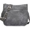 FORRICA Borsa a Tracolla Donna Grande Borsa a Spalla Moda Borsetta Messenger in Pelle PU con Leopardata Tracolla Grigio