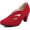 elerhythm, scarpe Mary Jane da donna, tacchi vintage, stile anni 1920, con punta chiusa, anni 1950, stile vittoriano, Colore: rosso, 38 EU