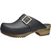 Sanita Urban | Zoccoli Aperti da Donna | Zoccoli in Pelle con Suola in Legno | Prodotto Originale Fatto Mano | Nero | 41