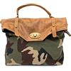 Superflybags Borsa a mano In Vera Pelle Camoscio + Tessuto Mimetico modello DAKOTA Made In Italy