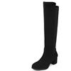 DREAM PAIRS Stivali Donna Ginocchio Tacco Blocco | Eco-pelle scamosciata, fodera pelliccia, tacco 5,8 cm, zip laterale, suola TPR, eleganti e caldi.
