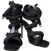 Frankie Hsu Sandali da gladiatore con tacco alto e tacco alto, in corda di cotone con lacci incrociati alla caviglia stile caldo, taglie grandi US4-14 unisex per donna uomo, Denim nero., 38 EU