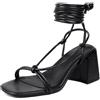 LarDorLin Punta Aperta Mid Block Sandali Donna Comfy Sandals Casuale Fibbia con Cinturino Alla Caviglia Sposa Ufficio Lavoro Chunky Nero Numero 45 EU (47 CN)