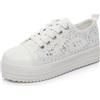 Gikleihwy Donna Tela in Pizzo Maglia Scarpe da Ginnastica Estate Allacciate Traspiranti Top Basso Scarpe Punta Rotonda Antiscivolo Piattaforma Scarpe da Ginnastica