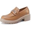 QUEEN HELENA Mocassini con Tacco Basso Francesine con Strass Casual Eleganti Donna X32-56 (Cuoio, Sistema Taglie Calzature EU, Adulto, Donna, Numero, Media, 36)