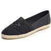 Feversole Round Toe Lace Ballet Crochet Flats,Scarpe comode e Traspiranti da Donna all'Uncinetto Tela Nera Maglia Uncinetto Juta 37 EU