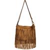Modarno Borsa a tracolla con frange in camoscio - borsa tracolla donna in pelle scamosciata (Cuoio)