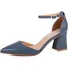 QUEEN HELENA Scarpe Eleganti con Tacco Medio Punta Chiusa Decollete con Cinturino Donna ZM96400 (Blu, Sistema Taglie Calzature EU, Adulto, Donna, Numero, Media, 37)