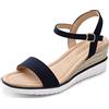 DREAM PAIRS Espadrillas da Donna con Punta Aperta Sandali Eleganti con Plateau Sandali con Zeppa Elastici con Cinturino alla Caviglia,Size 39,Marina Militare,SDPW2342W-E