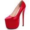 YGJKLIS Decolleté sexy da donna, 18 cm, con tacco alto, 8 cm, tinta unita, con tacco alto, in pelle, Colore: rosso, 44 EU