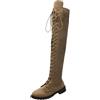 Ulalaza Stivali alti ginocchini eleganti da donna Stivali alti artificiali in pelle scamosciata artificiale Inner punta a punta con cerniera a medio tallone gambe gambe per camminare per camminare