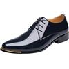 Hsternexy Oxford - Scarpe da uomo in pelle, per business, classiche, in pelle, leggere, con lacci, eleganti e larghe, in vernice, Blu, 45 EU
