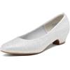 DREAM PAIRS Décolleté con Tacco Basso da Donna Eleganti e Comode Scarpe per Laboro,Size 36,Argento/Glitter,Mila