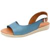 Casual Sandali da donna in pelle con zeppa, Blu jeans, 37 EU