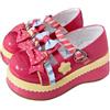 Ulalaza Scarpini Lolita per Donna Scarpe Mary Jane in Cuoio Nodo in Dentella Bottine Compensate per Cosplay Stile Mignon