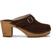 Vivisence Zoccoli Donna in Camoscio, Suola in Legno, Punta Chiusa con Fibbia, Comodi da Indossare, Marrone Scuro,38